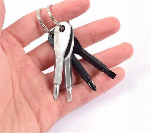 Screwdrivers Keychain Outdoor Pocket Mini Screwdriver Set Key Ring With Slotted Phillips Hand Key Pendants G136