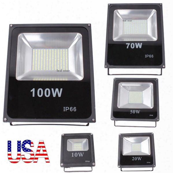 Stock In Us + 10w 20w 30w 50w 100w Outdoor Led Floodlights Waterproof Ip65 Led Flood Lights Wall Pack Lamp Ac 85-265v Free Shipping