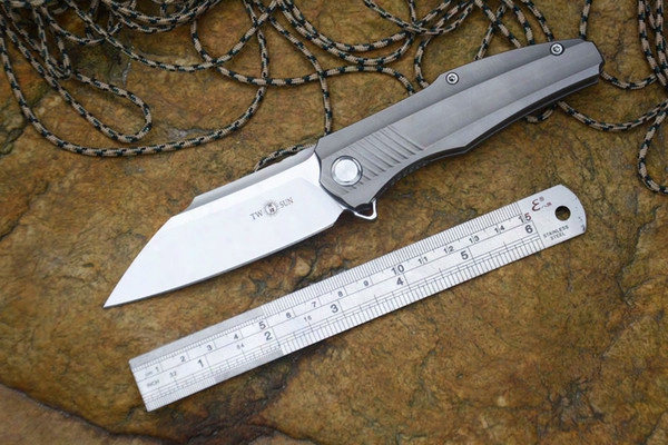 Twosun Brand Knife Ts50 Tanto D2 Blade Fold Knives Titanium Alloy Handle Survival Outdoor Pocket Gift Knife Free Shipping
