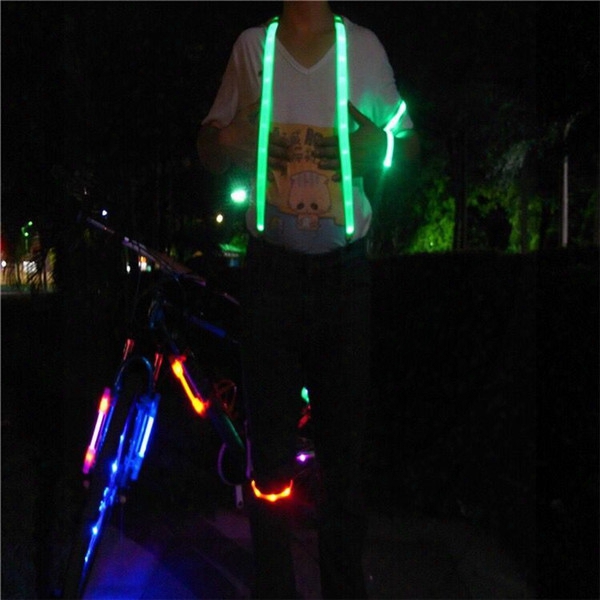 Unisex Led Luminous Suspenders Men Led Glow Flash Suspender Outdoor Sport Safety Protector Night Riding Light Straps