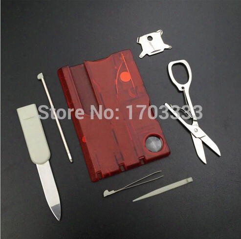 Wholesale!outdoor Camping Beauty Tools Switzerland Card Kniffe With Led Light Multifuntion Card Knife 200pcs/lot