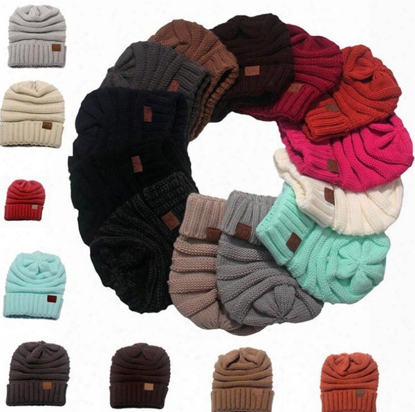 Winter Hat Women Beanies Female Hat 2017 Hot Autumn Europe Cc Labeling Knitting Cap Sleeve Cap Outdoor Warm Hat Gg11