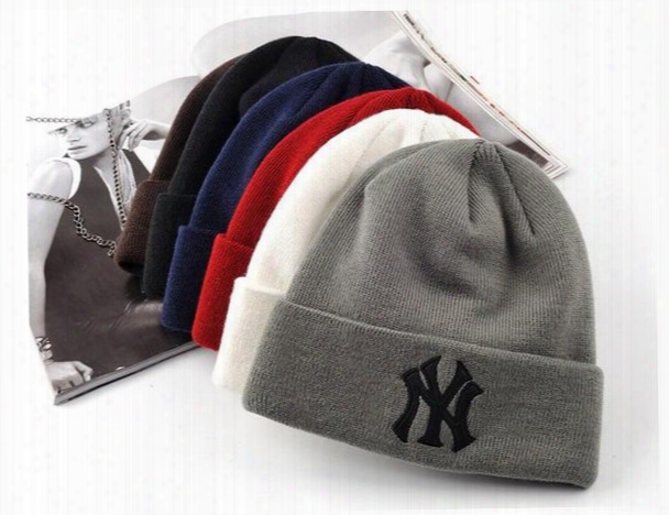 Winter Warm Knitted Hat Ny Letters Embroidered Beanie For Unisex Fashion Outdoor Caps Like Skiing Etc.