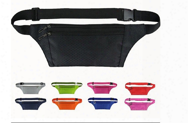 10pcs/ Hot Sales Unisex Outdoor Waist Bags Fanny Pack Belt Money Play Pouch Waterproof Nylon Travel Hiking Bags Cycling Size 21*12*0.3cm