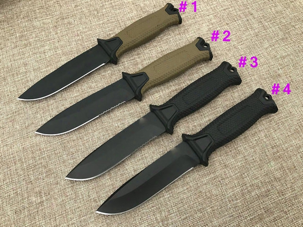 1pcs Gb G1500 Survival Straight Knife 12c27 Black Titanium Coated Drop Point Blade Outdoor Camping Hiking Hunting Tactical Knives With Kydex