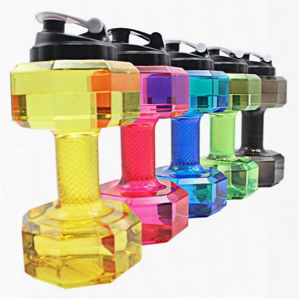 2.2 L Dumbbells Shaped Plastic Big Large Capacity Gym Sports Water Bottle Outdoor Fitness Bicycle Bike Camping Cycling Kettle New Wholesale