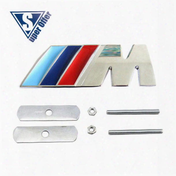 3d Metal Sport M Power ///m Front Hood Grill Badge Emblem Stickers Screws For M3 M5 X1 X3 X5 X6 E36 E39 E46 E30 E60 E92