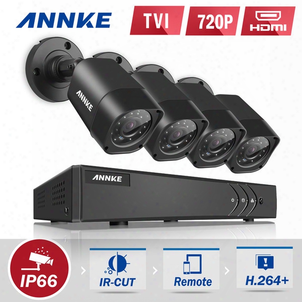 Annke Hd 4ch 4pcs 1080n Dvr 720p Hd Outdoor Indoor Monitor Ir Cut Night Vison Waterproof Camera Home Surveillance System