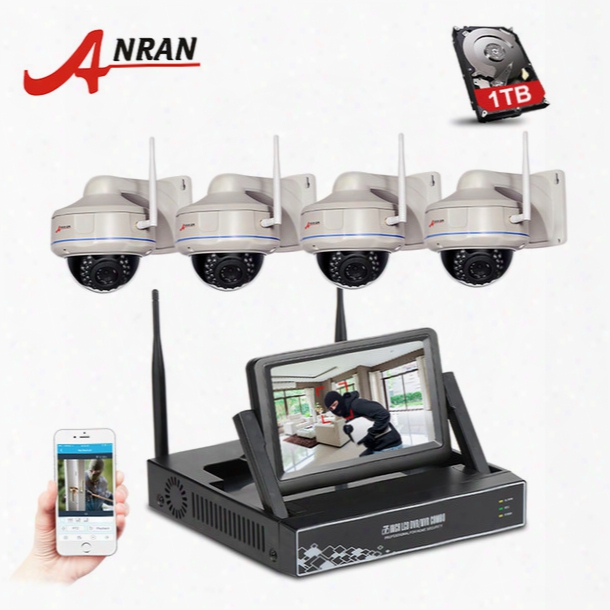 Anran 7 Inch Screen Video Surveillance Kit 4ch Wireless Nvr Outdoor Dome 30 Ir 720p Hd Security Ip Camera Wifi Cctv System 1tb Hdd Optional