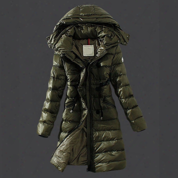 Army Green Long Down Parka Winter Jacket Women Waist Belt Winter Outdoor Warm Coat Long Sleeve Ladies Anorak