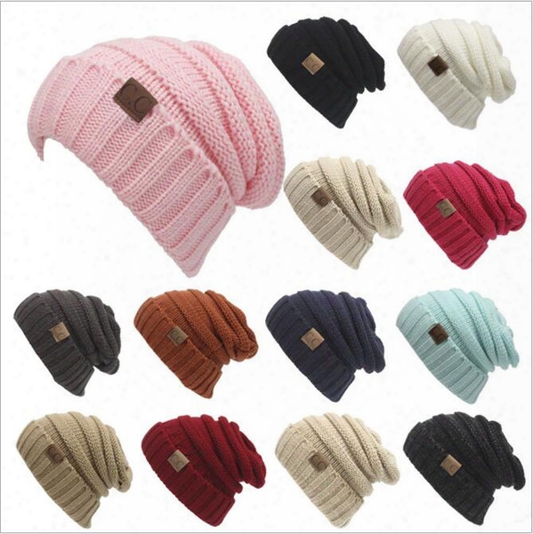 Cc Knitted Hays Cc Trendy Winter Beanie Warm Oversized Chunky Skull Caps Soft Cable Knit Slouchy Crochet Hats Fashion Outdoor Hats B2360