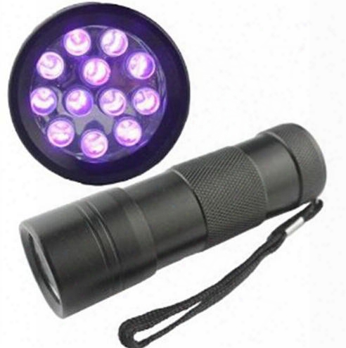 Free Dhl,12 Led Uv Ultra Violet Lamp Torch Purple Light 395nm Led Flashlight Blacklight