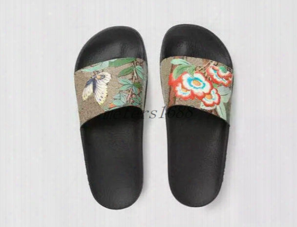 Free Shipping 2017 Mens Fashion Sandals Mens Summer Exterior Beach Soide Sandals Tian/blooms Print Flower Slide Slippers Size 40-45