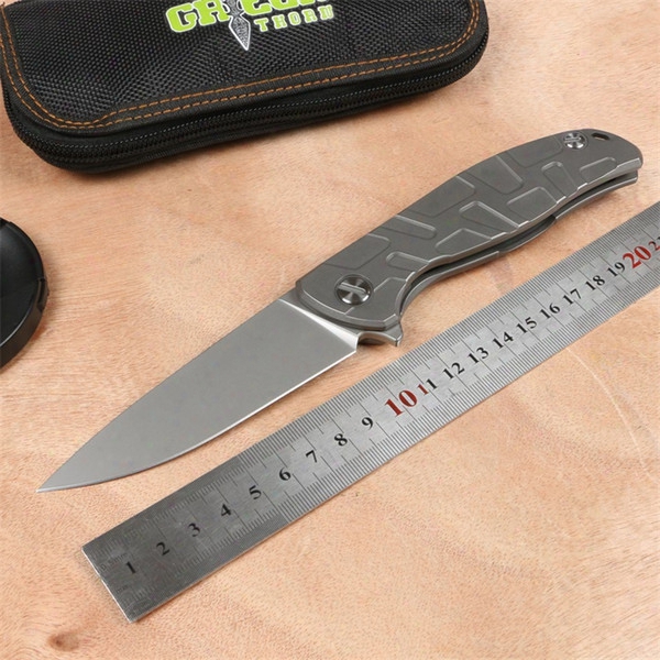 Green Thorn F95 Flipper Folcing Knife D2 Blade Tc4 Titanium Flat Handle Outdoor Camping Hunting Endure  Fruit Knife Edc Tools