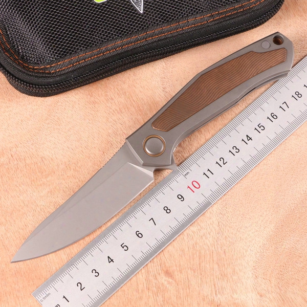 Green Thorn Poker With Copper Pieces, M390 Folding Knife, Tc4  Titanium Alloy, Outdoor Camping Hunting Knife, Edc Tool
