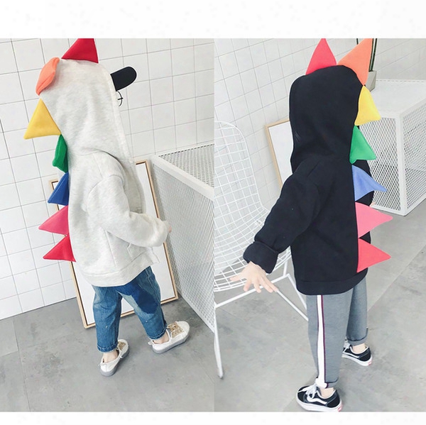 Ins Kids Dinosaur Hoodies Colorful Autumn Winter Children&#039;s Boys Girls Unisex Baby Coats Outdoor Sport Jackets Outfits 0-5t