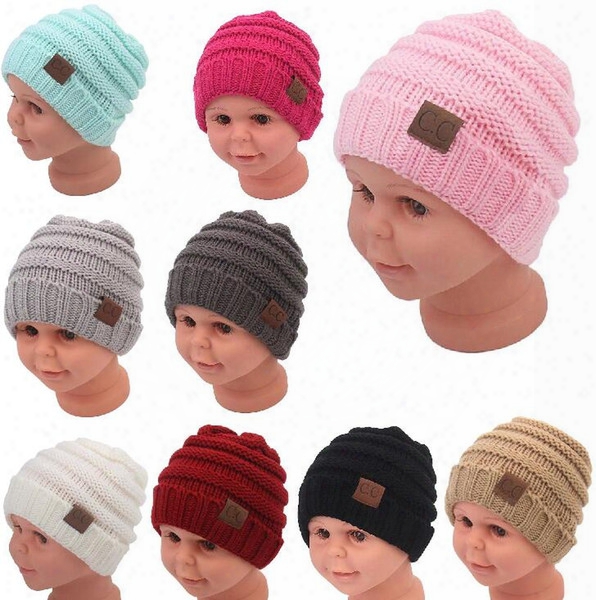 Kids Winter Keep Warm Cc Beanie Labeling Hats Wool Knit Skull Designer Hat Outdoor Sports Caps For Baby Children Kid 2018 Fashion