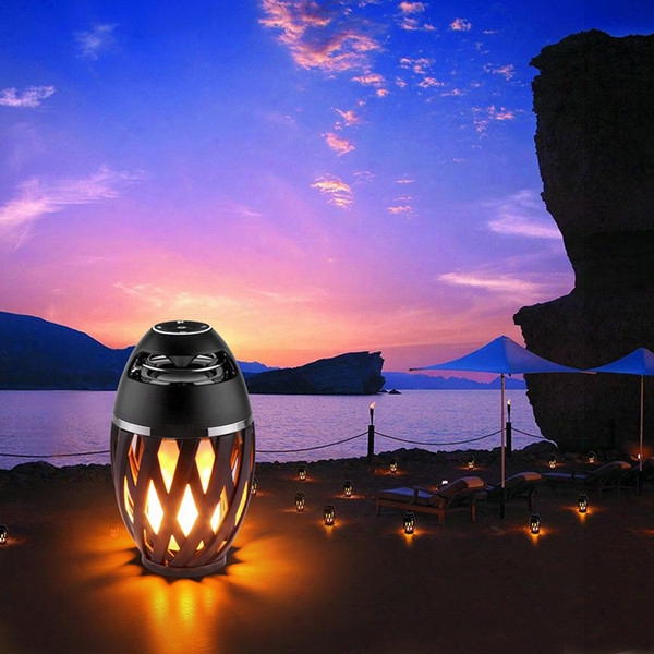 Led Flame Lights With Bluetooth Speaker Outdoor Portable Led Flame Atmosphere Lamp Stereo Speaker Sound Waterproof