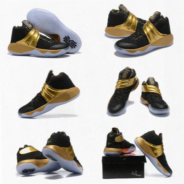 Men Athletic Kyrie 2 Navy Gold Finals Pe Basketball Shoes Brand Irving Ii Skateboard Court Deck Sports Sneakers