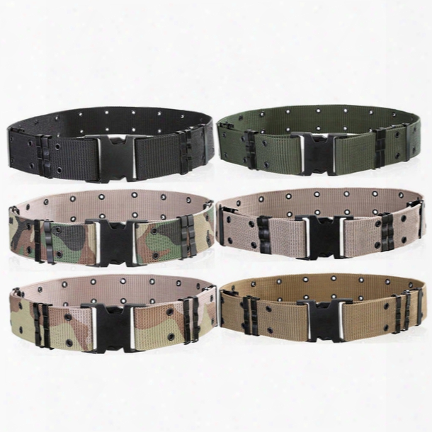 Men&#039;s Wide Tactical Belts Plastic Insert Buckle Military Nylon Outdoor Hiking Mountain Camouflage Designer Belts Army Tactical Belts For Men