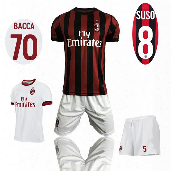 New Ac Milan Home Soccer Uniform Ac Away White Thai Quality Football Kits Men&#039;s Outdoor Casual Sets Short Sleeve Sports Jerseys And Shorts