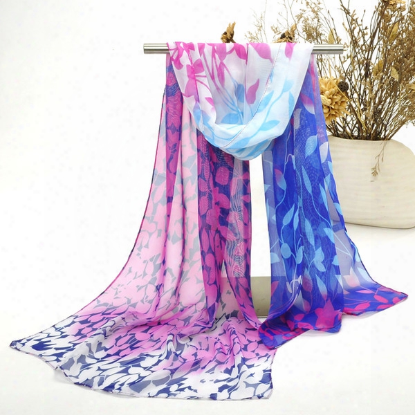 New Arrival Fashion Gorgeous Chiffon Scarves For Women Lady Outdoor Beach Sarongs Leaf Pattern Scarf Mix Colours 076