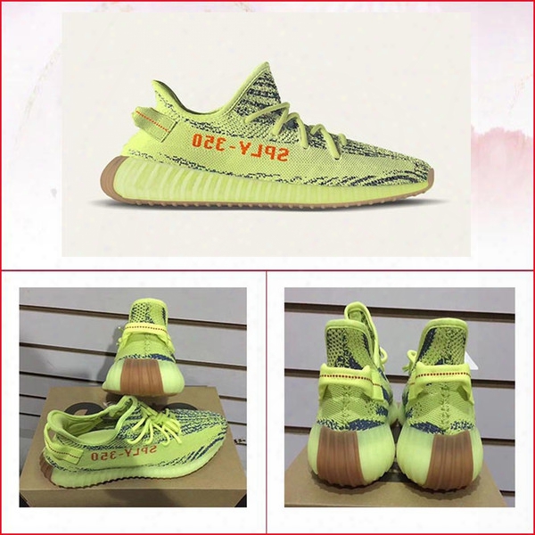 New Men Sply Boost 350 V2 Semi Frozen Yellow Running Shoes Women Fluorescent Green B37572 Mens Basketball Man Womens Designer Sport Sneakers