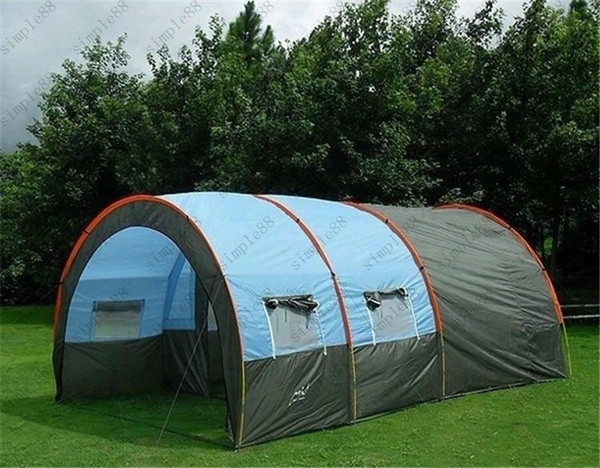 Outdoor 5-6-8-10 Persons Family Camping Hiking Party Large Tents 1 Hall 2 Room Waterproof Tunnel Tent Event Tents Beach Tent Free Shipping