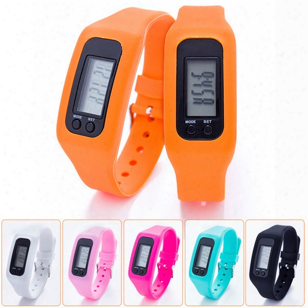 Outdoor Sports Digital Led Pedometer Run Step Walking Distance Calorie Counter Watch Fashion Design Bracelet Colorful Silicone Pedometer