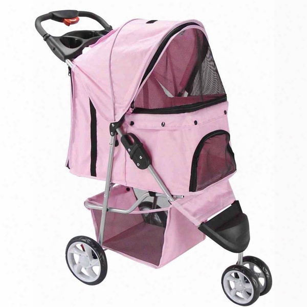 Pet Stroller Cat Dog 3 Wheel Walk Jogger  Travel Plait Carrier