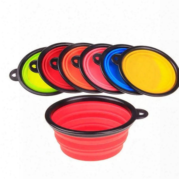 Pet Supplies Bowl Dog Cat Feeders Bowls Dishes Drinking Outdoor Portable Collapsible Silicone Caliber 13cm Height 5.5cm Botom Diameter 9cm