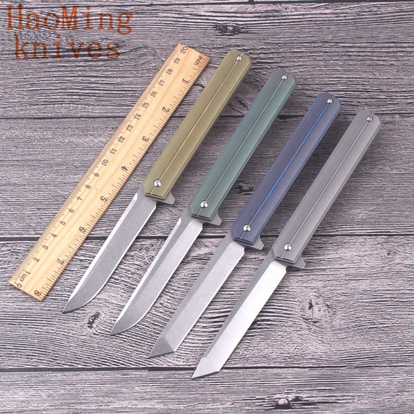 Portable Camping Survival Hunting Folding Knife Outdoor Rescue Tactical Fishing Combat Flip Knives D2 Steel Self-defense Titanium Edc Tools