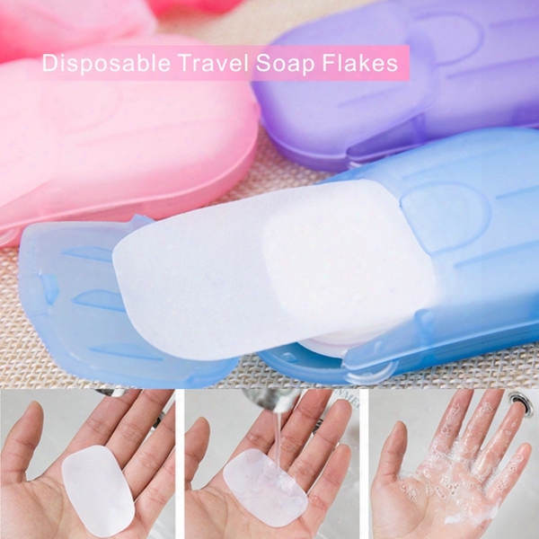 Portable Disposable Travel Soap Paper Flakes Clean Sterilization One-time Completion Each Box 20 Sheets Outdoor Necessary Cleaning Supplies.