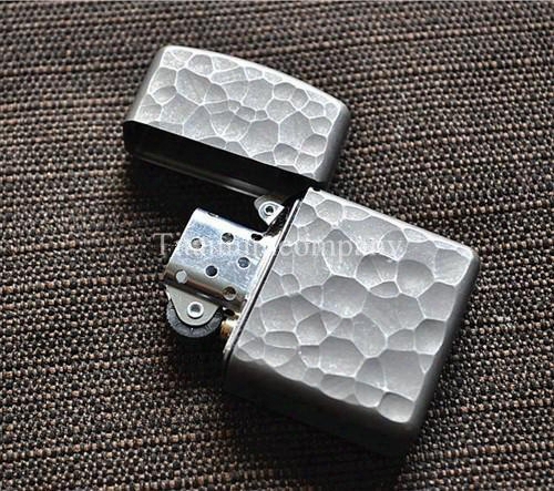 Titanium Tc4 Cigarette Armor Oil Lighter Shell / Case / Protector Meteor Crater Surface Solid Material Sturdy Construction Waterprooof 57g