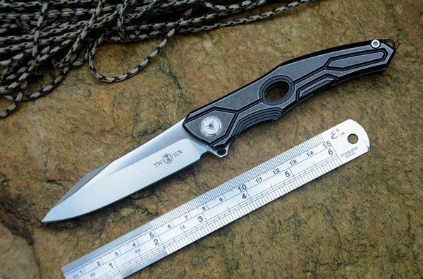 Twosun Ts28 Folding Knife D2 Satin Flipper Blade Ceramic Ball Bearing Washer Tc4 Handle Outdoor Camping Hunting Pock Et Knife Edc Tools