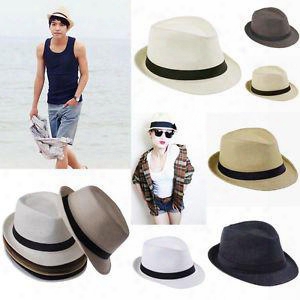 Unisex Straw Fedora Panama Hats Outdoor Stingy Brim Beach Sun Caps Wholesale Free Shipping Mix Colors Choose Zds