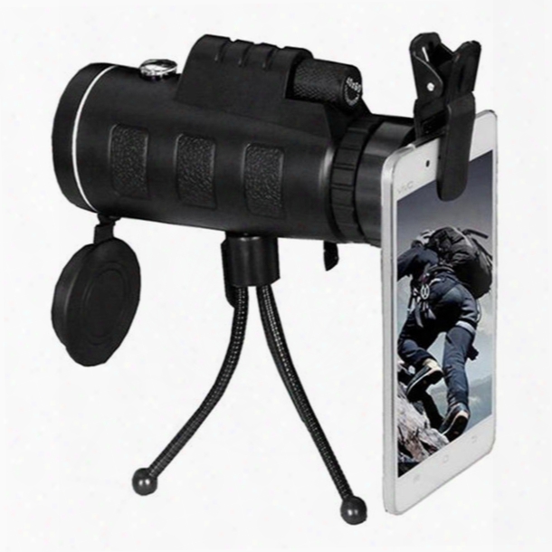 Universal Telescope Phone Lens 40x60 Hd Zooming Monocular With Clip And Adjustable Tripod Ffor Phone Compass Outdoor Camera Telescope