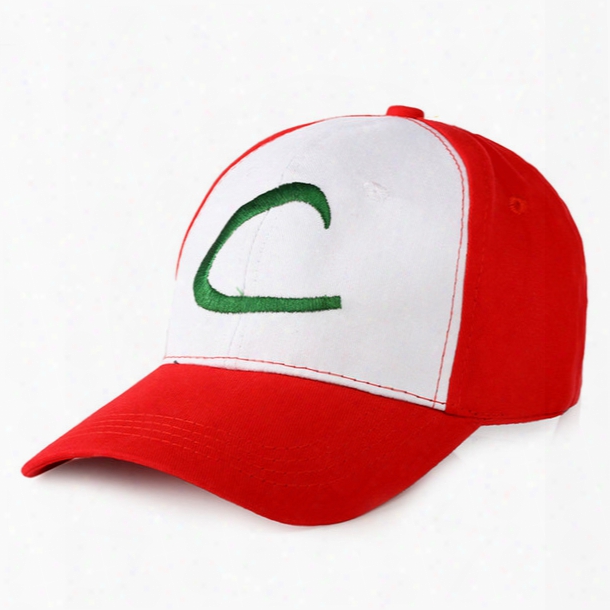 Wholesale- 1pcs Men Ash Ketchum Fans Cartoon Cardinal's Office C Mesh Adjustable Baseball Cap Costume Party Carnival Trainer Casual Outdoor Sports Hat