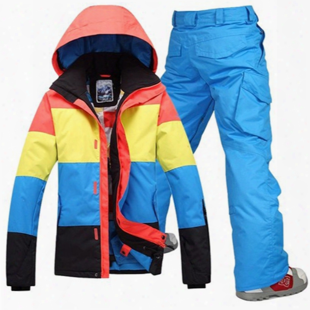 Wholesale-2016new Mens Ski Jackets Waterproof Skiing Jacket+warm Pants Snow Clothing Outdoor Sportwear Mens Breathable Skiing Jackets