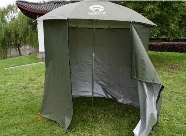 Wholesale- Fishing Umbrella Outdoor 2m Fastener Universal Beach Sunshade Rainproof Sunscreen Shelter All Round Beach Tent Camouflage Nets