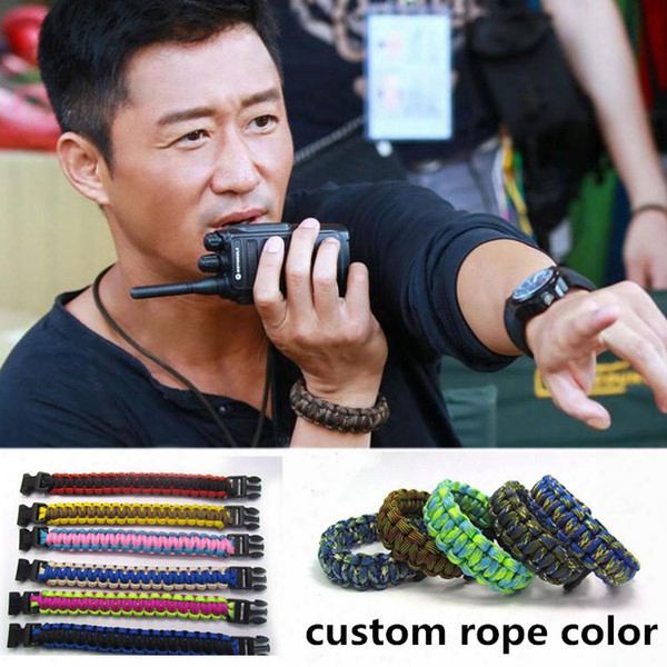 Wristband Decoration Survival Bracelets Escape Paracord Bracelet Hiking Camping Travel Outdoors Gear Costom Rope Color Dhl/fedex Shipping