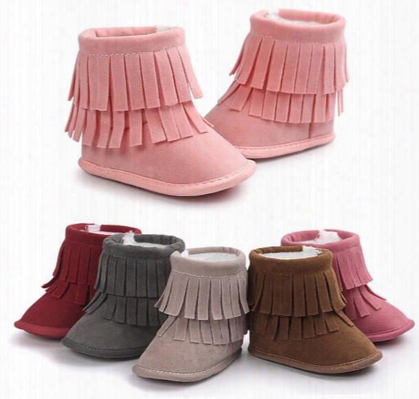 12 Pairs/lot(can Mix Colors And Sizes)tassel Style Nubuck Baby Boots Fashion Winter Baby Shoee Comfortable Warm Outdoor Mocs Toddler Shoes