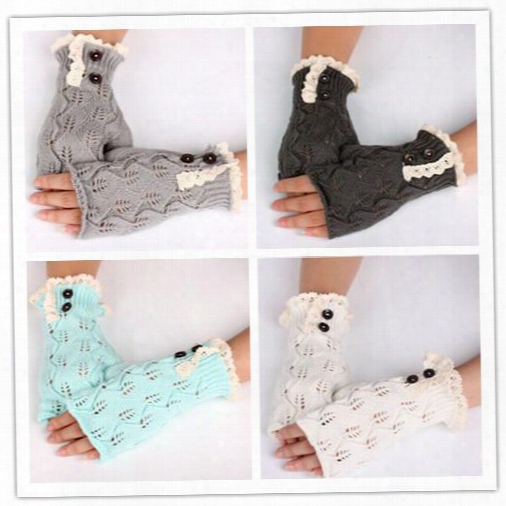 2016 New Women Fashion Fingerless Gloves Weave Gloves With Buttons Lace Gloves Wram Knit Gloves High Quality Gloves Out Door Gloves Q0456