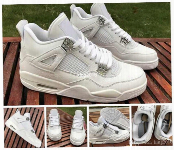 2017 Air Retro 4 Iv Pure Money Mens Basketball Shoes White Pures High Quality Men Outdoor Retros 4s Sports Shoes Training Athletic Sneakers