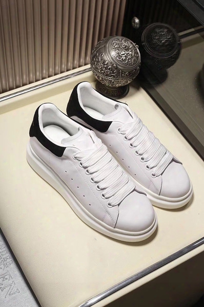 2017 Luxury Brand Men Sneakers Mc Casual Superstar Red Bottom Queen Shoes Real Leather Back Size 38-44