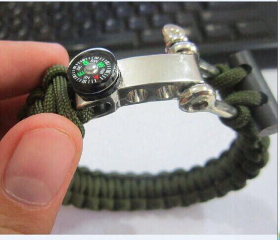 2017 Outdoor 550 Paracord Flint Bracelet Survival Braceleta With Compass On The Adjustable Metal Buckle Sell Well New Fashion