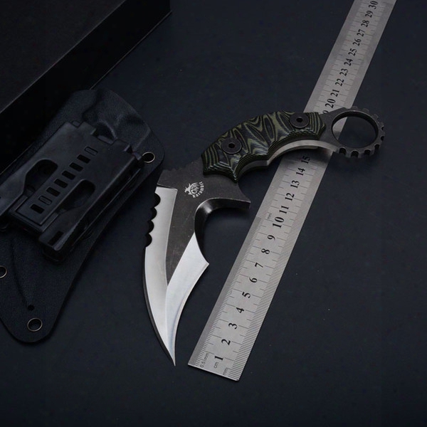 2017 The One Claw Karambit D2 Fixed Blade Knife G10 Handle Outdoor Tacticcal Camping Hunting Survival Pocket Knife Collection Gift Edc Tool