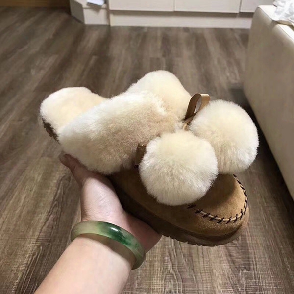 2017 Winter New Style High Quality Australia Women Real Natural Feather Fur Winter Slippers Slides Women Indoor Outdoor Flat Shoes