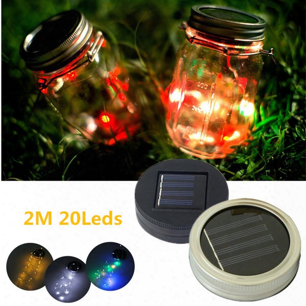 2m 20 Led String Light Christmas Wedding Led String Fairy Light Solar Powered For Glass Mason Jars Lid Outdoor Garden Decor