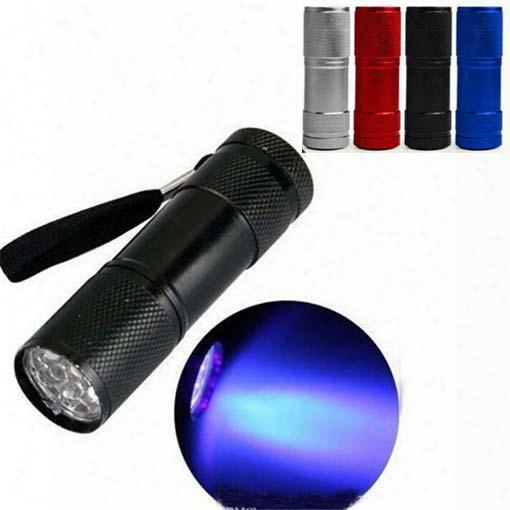 9led Flashlight Mini Torch 9 Led Uv Light 395-400nm Aaa Battery Included Super Portabel For Outing Hiking Climbing Dhl Shipping